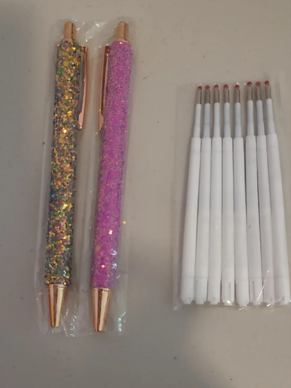Glitter Heart Ballpoint Pen Set - Pink, Purple, Blue & Gold
